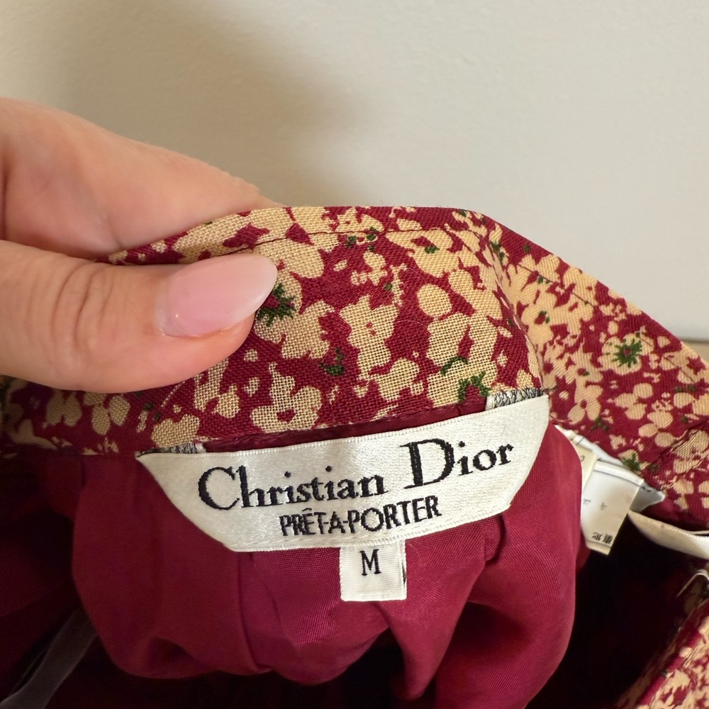 Vintage Christian Dior Pret-a-porter Red Floral A Line Skirt Women’s Sz M - Picture 5 of 8